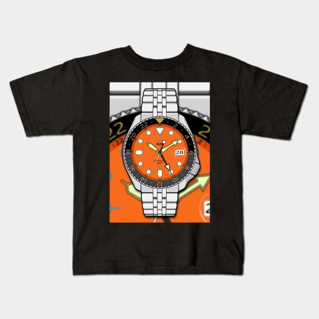 Seiko 5 SKK005 GMT Kids T-Shirt by HSDESIGNS